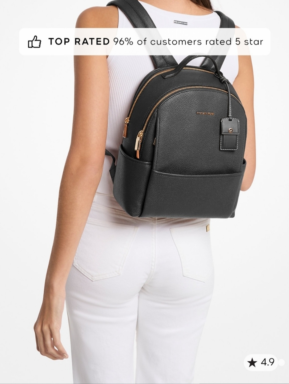 Michael Kors Black Pebbled Backpack - Picture 4 of 4